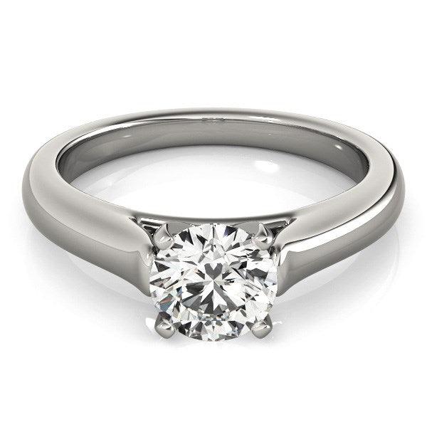 14k White Gold Cathedral Design Solitaire Diamond Engagement Ring (1 cttw) - Ellie Belle