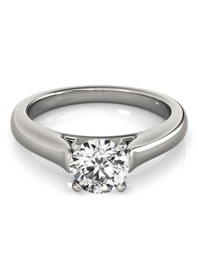 14k White Gold Cathedral Design Solitaire Diamond Engagement Ring (1 cttw) - Ellie Belle