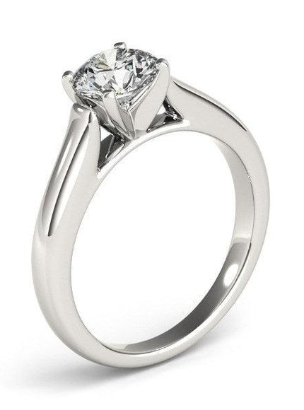 14k White Gold Cathedral Design Solitaire Diamond Engagement Ring (1 cttw) - Ellie Belle