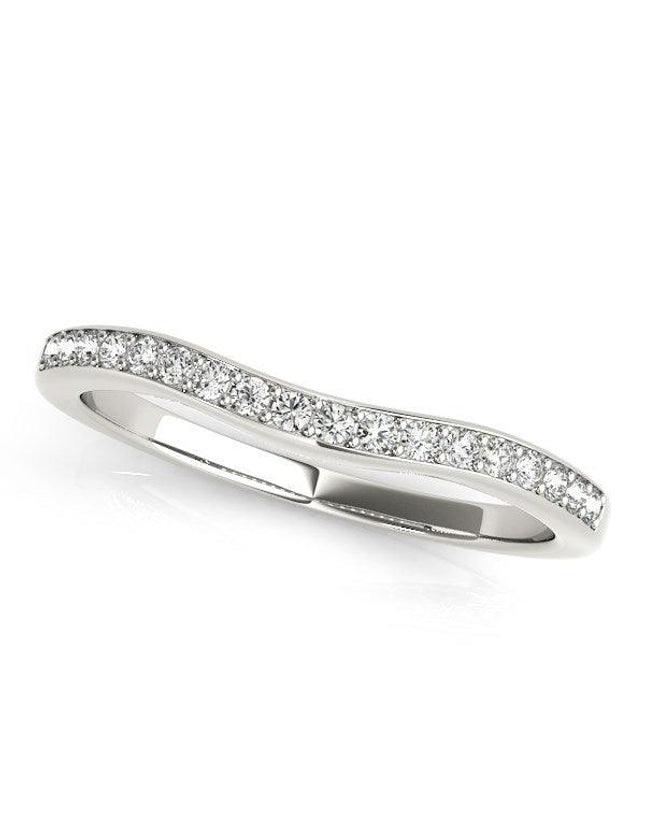 14k White Gold Channel Curved Diamond Wedding Band (1/4 cttw) - Ellie Belle