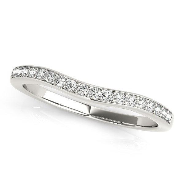 14k White Gold Channel Curved Diamond Wedding Band (1/4 cttw) - Ellie Belle