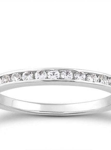 14k White Gold Channel Set Diamond Wedding Ring Band Set 1/3 Around - Ellie Belle