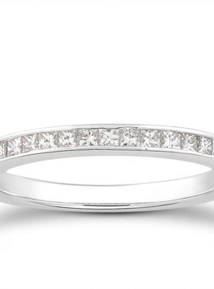 14k White Gold Channel Set Princess Diamond Wedding Ring Band - Ellie Belle