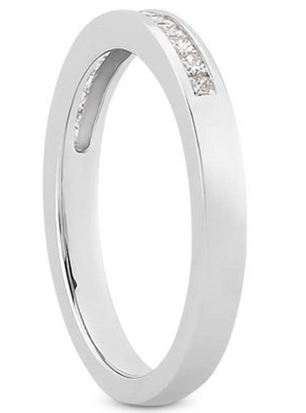 14k White Gold Channel Set Princess Diamond Wedding Ring Band - Ellie Belle