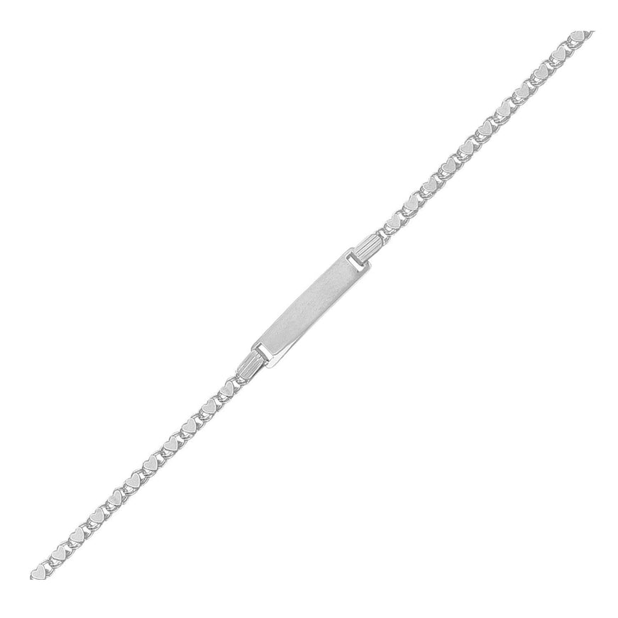 14k White Gold Childrens Heart Link ID Bracelet - Ellie Belle