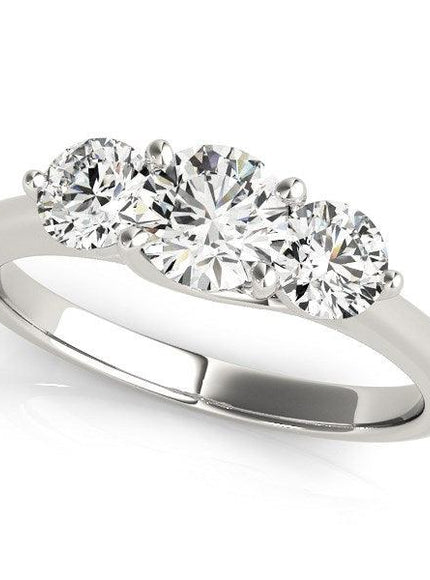 14k White Gold Classic 3 Stone Round Diamond Engagement Ring (1 cttw) - Ellie Belle