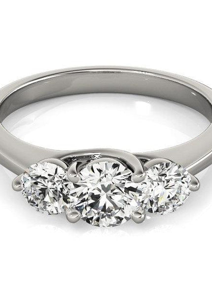 14k White Gold Classic 3 Stone Round Diamond Engagement Ring (1 cttw) - Ellie Belle