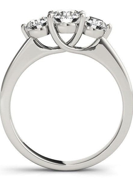 14k White Gold Classic 3 Stone Round Diamond Engagement Ring (1 cttw) - Ellie Belle