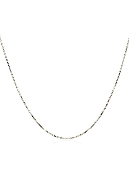 14k White Gold Classic Box Chain 0.6mm - Ellie Belle