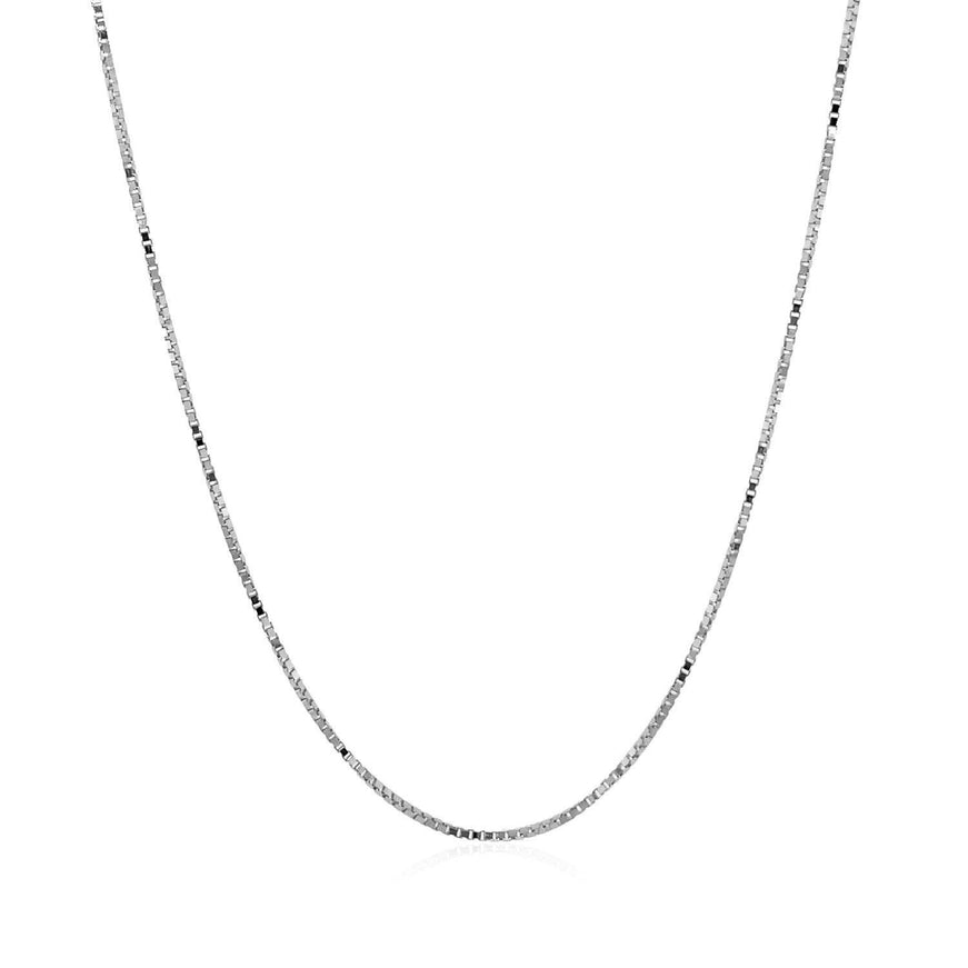 14k White Gold Classic Box Chain 0.7mm - Ellie Belle