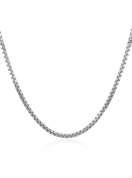 14k White Gold Classic Box Chain 1.4mm - Ellie Belle