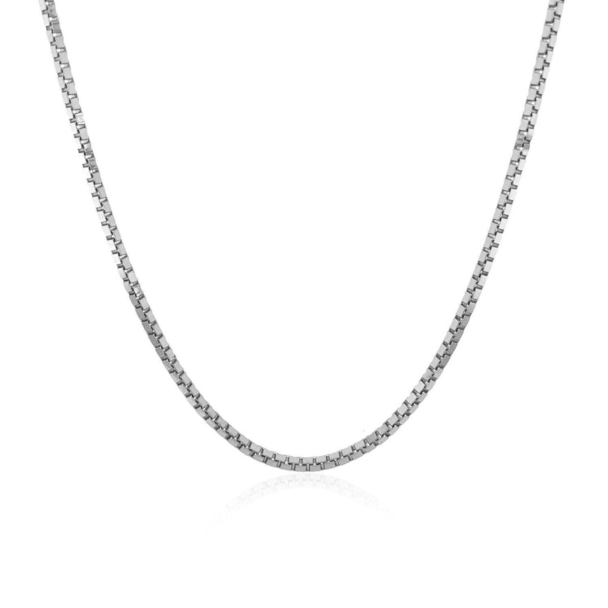 14k White Gold Classic Box Chain 1.4mm - Ellie Belle