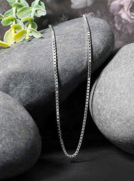 14k White Gold Classic Box Chain 1.4mm - Ellie Belle