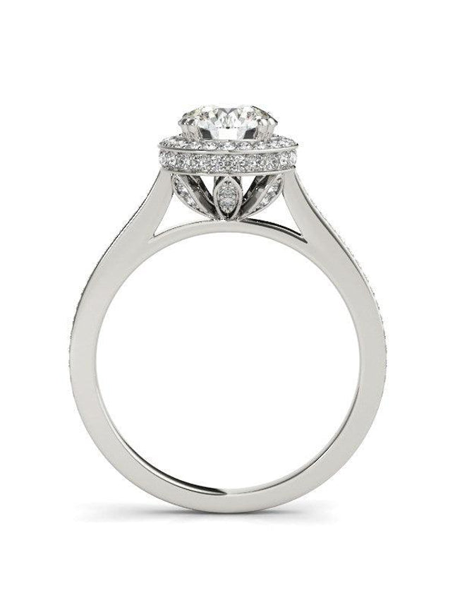 14k White Gold Classic Channel Slim Shank Diamond Engagement Ring (2 cttw) - Ellie Belle