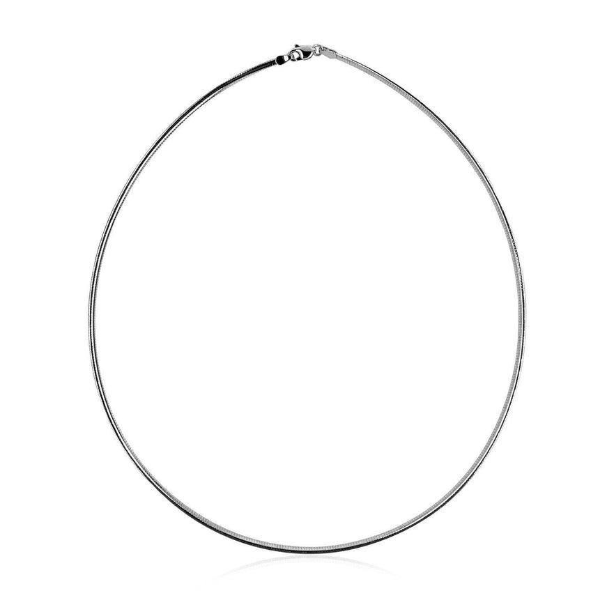 14k White Gold Classic Omega Style Chain (2 mm) - Ellie Belle