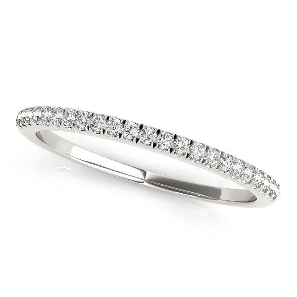 14k White Gold Classic Pave Set Diamond Wedding Band (1/8 cttw) - Ellie Belle