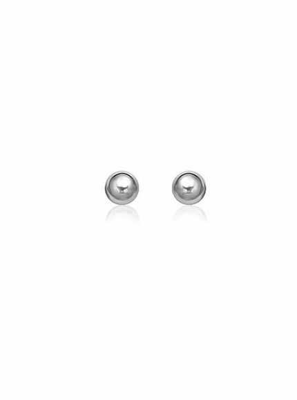 14k White Gold Classic Round Stud Earrings (5.0 mm) - Ellie Belle