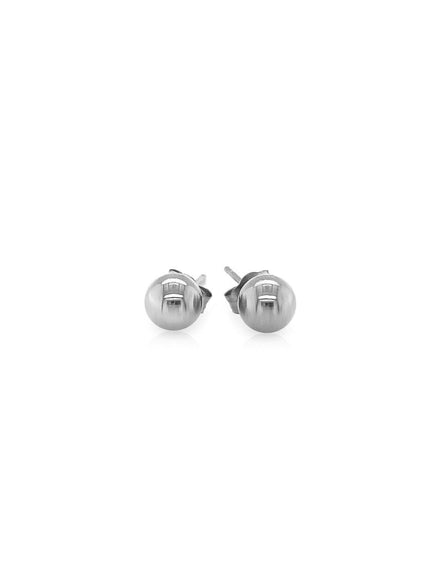 14k White Gold Classic Round Stud Earrings (5.0 mm) - Ellie Belle