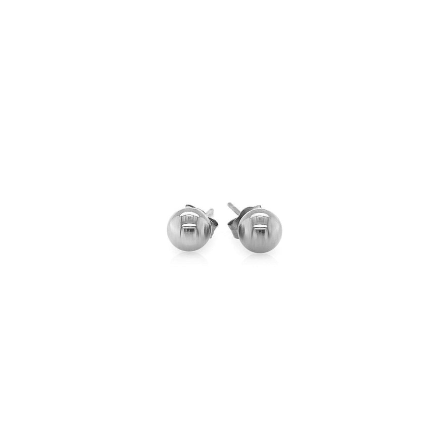 14k White Gold Classic Round Stud Earrings (5.0 mm) - Ellie Belle