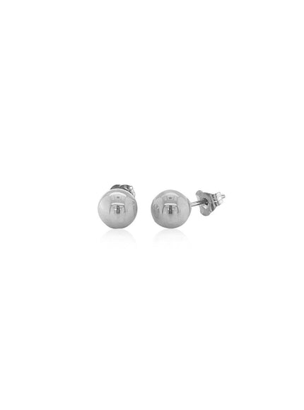 14k White Gold Classic Round Stud Earrings (6.0 mm) - Ellie Belle