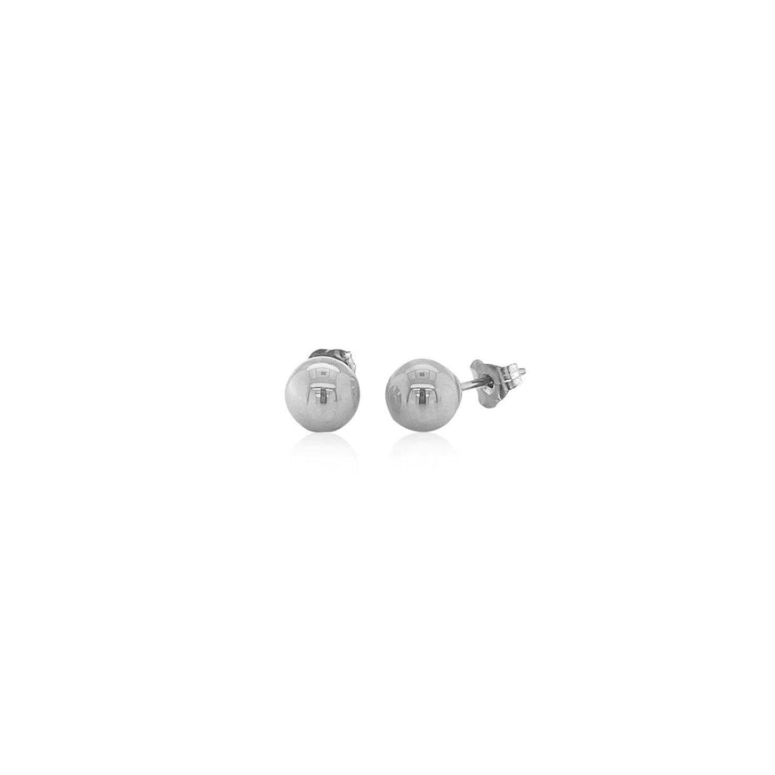 14k White Gold Classic Round Stud Earrings (6.0 mm) - Ellie Belle