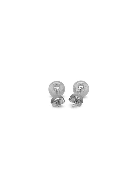 14k White Gold Classic Round Stud Earrings (6.0 mm) - Ellie Belle