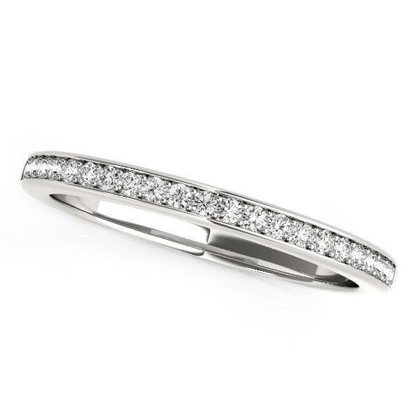 14k White Gold Classic Style Diamond Wedding Band (1/5 cttw) - Ellie Belle