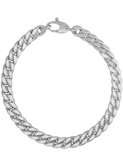 14K White Gold Cuban Link Bracelet - Ellie Belle