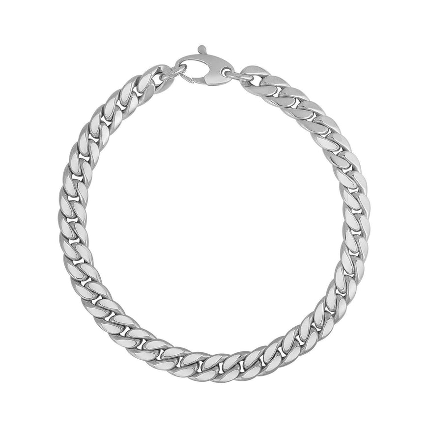 14K White Gold Cuban Link Bracelet - Ellie Belle