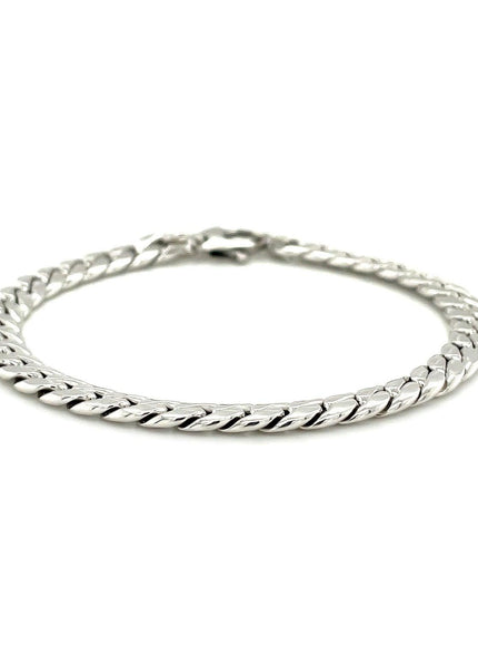 14K White Gold Cuban Link Bracelet - Ellie Belle