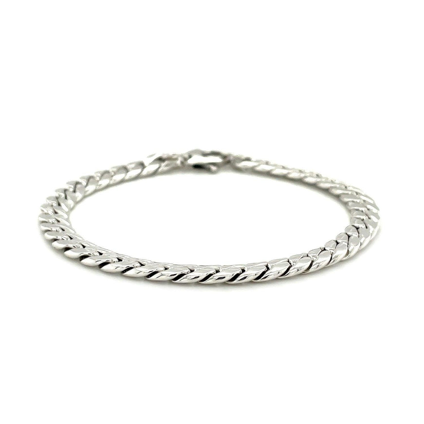 14K White Gold Cuban Link Bracelet - Ellie Belle