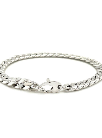 14K White Gold Cuban Link Bracelet - Ellie Belle