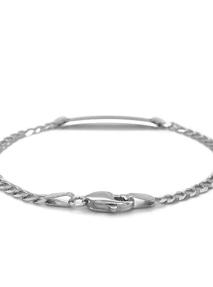 14k White Gold Curb Link Chain Polished Children's ID Bracelet - Ellie Belle