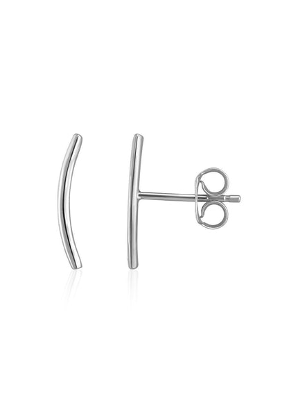 14k White Gold Curve Climber Post Earrings - Ellie Belle