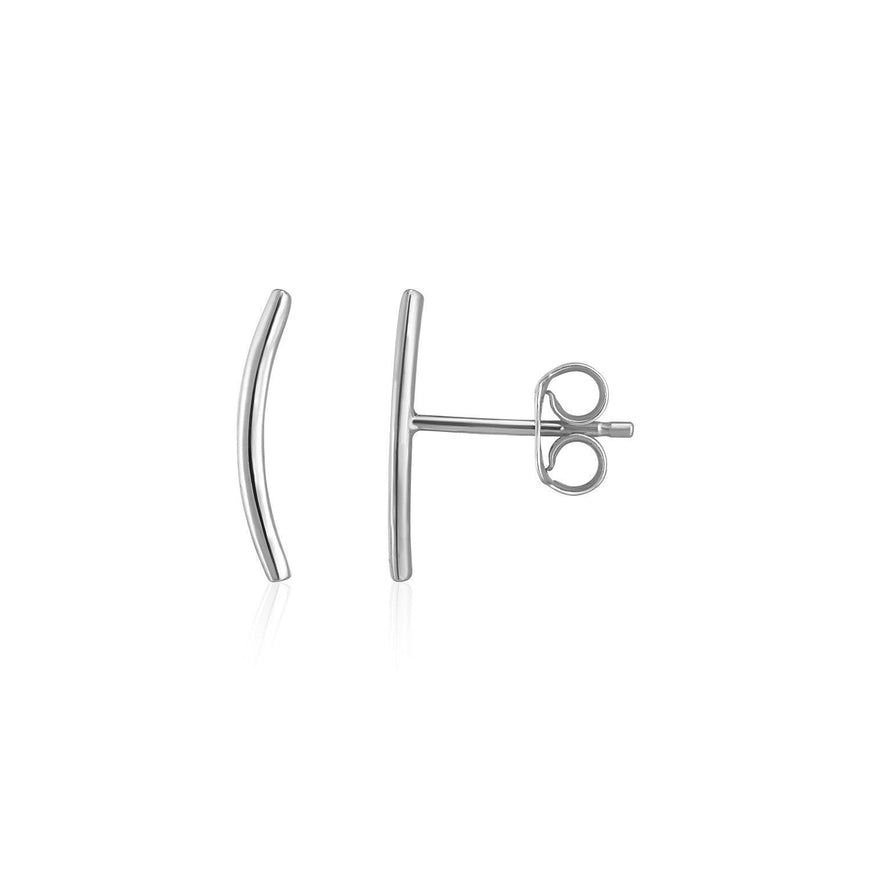 14k White Gold Curve Climber Post Earrings - Ellie Belle