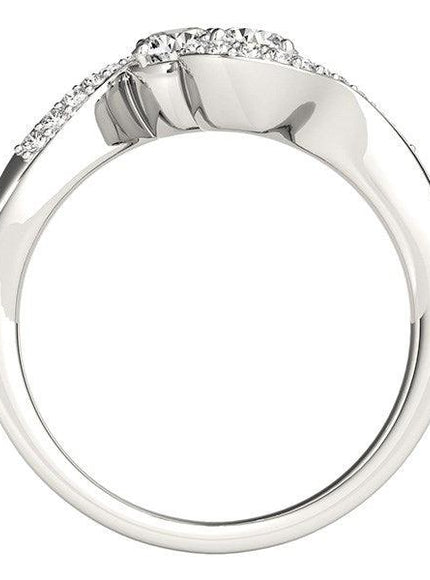 14k White Gold Curved Band Style Two Diamond Ring (5/8 cttw) - Ellie Belle