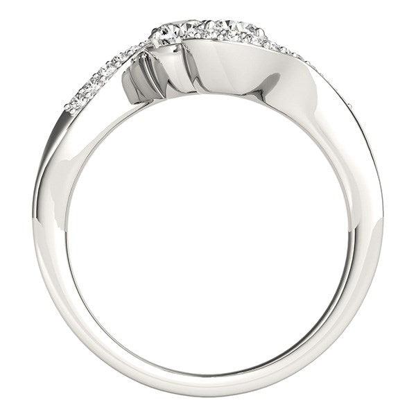 14k White Gold Curved Band Style Two Diamond Ring (5/8 cttw) - Ellie Belle