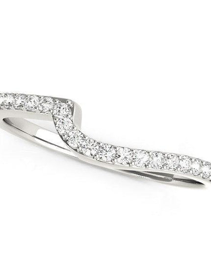 14k White Gold Curved Design Round Diamond Wedding Band (1/4 cttw) - Ellie Belle
