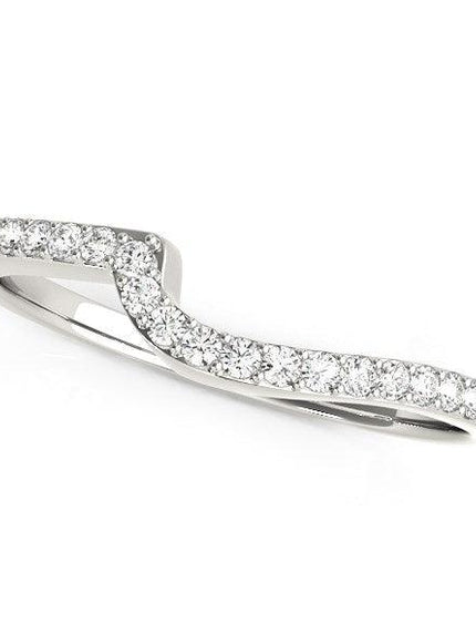 14k White Gold Curved Design Round Diamond Wedding Band (1/4 cttw) - Ellie Belle