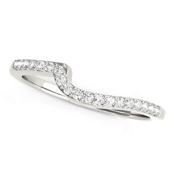 14k White Gold Curved Design Round Diamond Wedding Band (1/4 cttw) - Ellie Belle