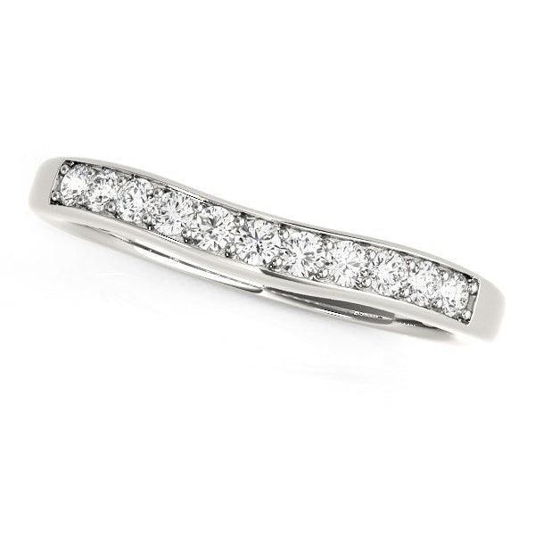 14k White Gold Curved Diamond Wedding Band (1/4 cttw) - Ellie Belle