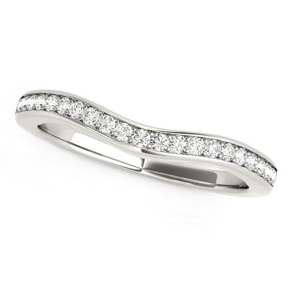 14k White Gold Curved Diamond Wedding Band (1/6 cttw) - Ellie Belle