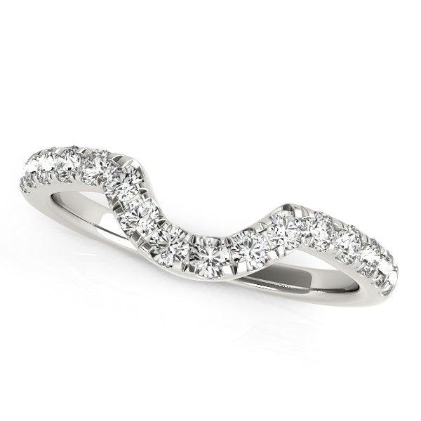 14k White Gold Curved Diamond Wedding Band (3/8 cttw) - Ellie Belle