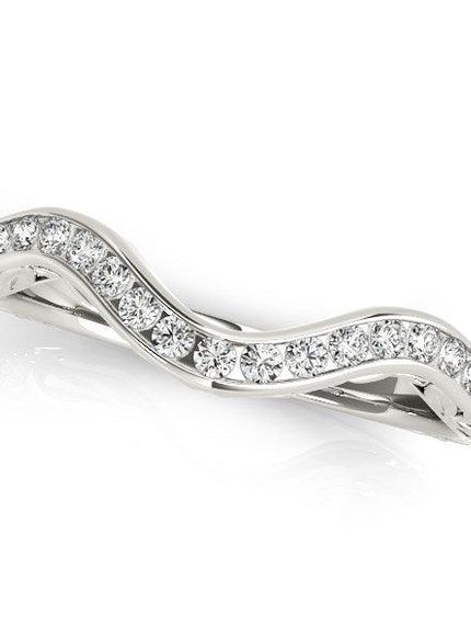 14k White Gold Curved Diamond Wedding Ring (1/10 cttw) - Ellie Belle