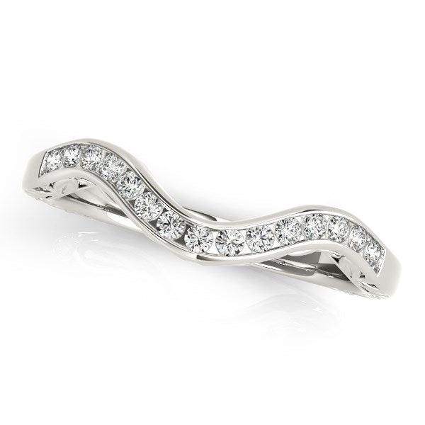 14k White Gold Curved Diamond Wedding Ring (1/10 cttw) - Ellie Belle