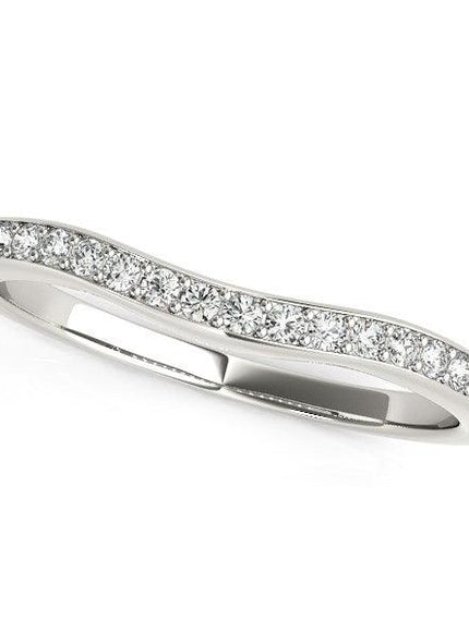 14k White Gold Curved Diamond Wedding Ring (1/4 cttw) - Ellie Belle