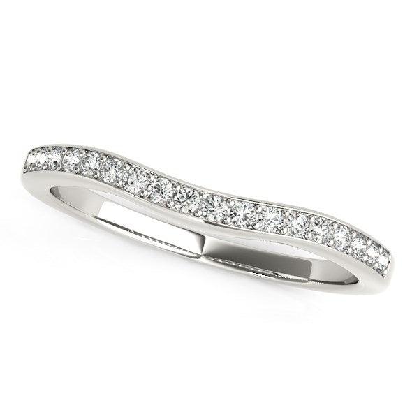 14k White Gold Curved Diamond Wedding Ring (1/4 cttw) - Ellie Belle