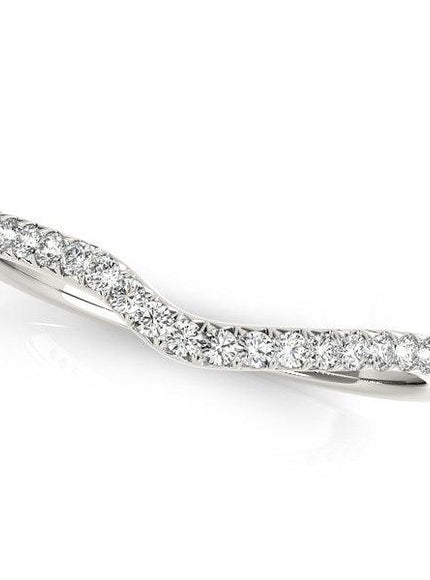 14k White Gold Curved Pave Diamond Wedding Ring (1/4 cttw) - Ellie Belle