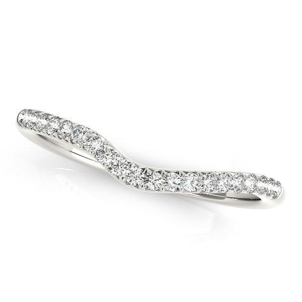 14k White Gold Curved Pave Diamond Wedding Ring (1/4 cttw) - Ellie Belle