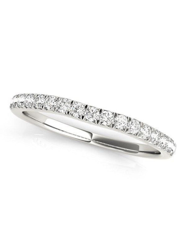14k White Gold Curved Style Diamond Wedding Ring (1/3 cttw) - Ellie Belle